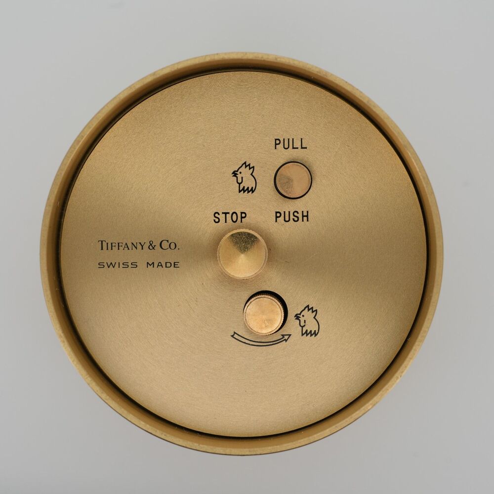 Tiffany & Co Swiss Made Brass Travel Alarm Clock Gold Tone Working (monogrammed) - Picture 5 of 10